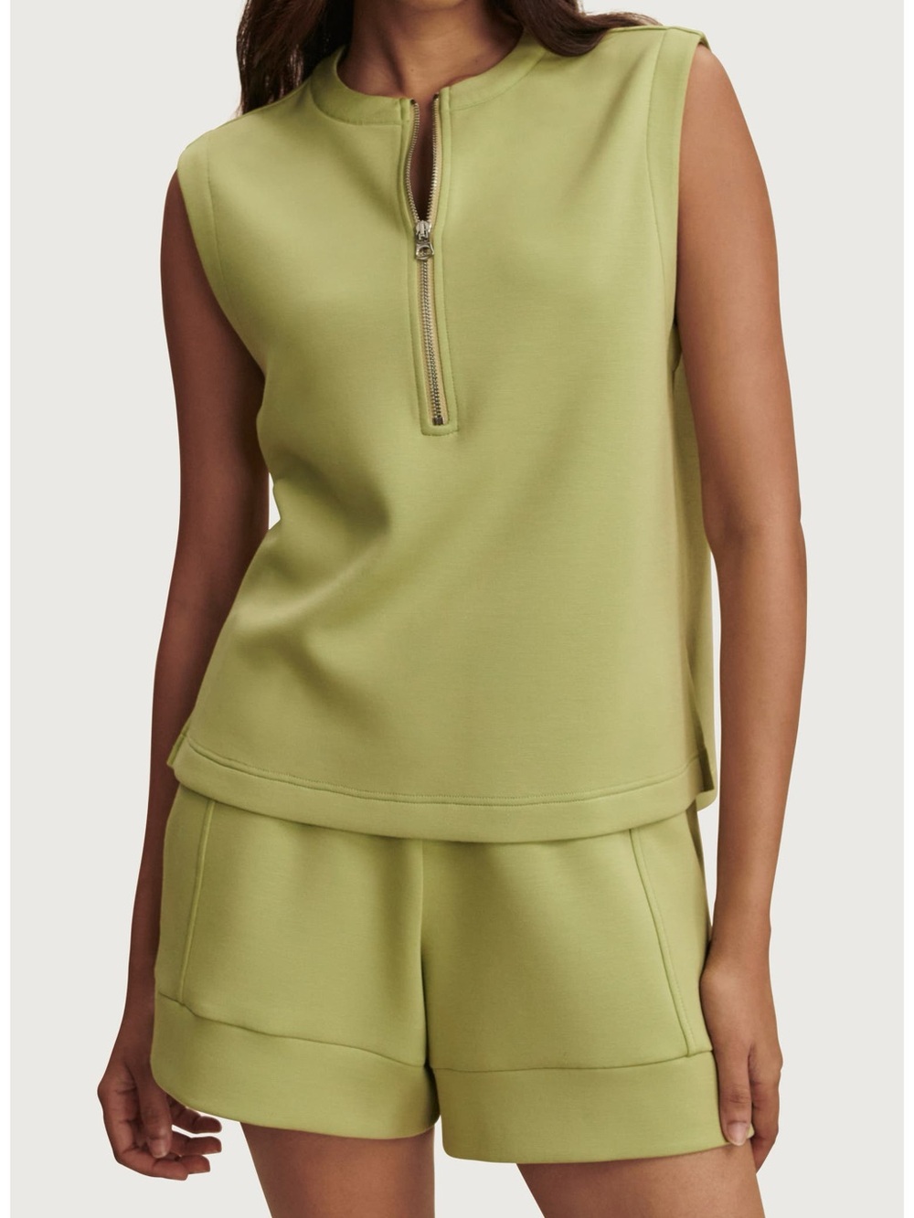Varley Sleeveless Zip Front Knit Top